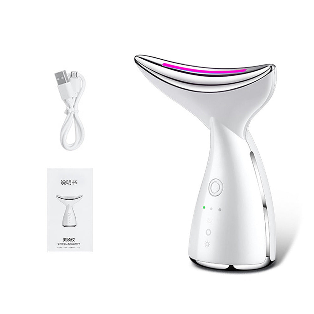 EMS Microcurrent Neck Face Beauty Device With 3 Colors LED Photon Therapy Skin Tighten Reduce Double Chin Face Lifting Devices CJdropshipping