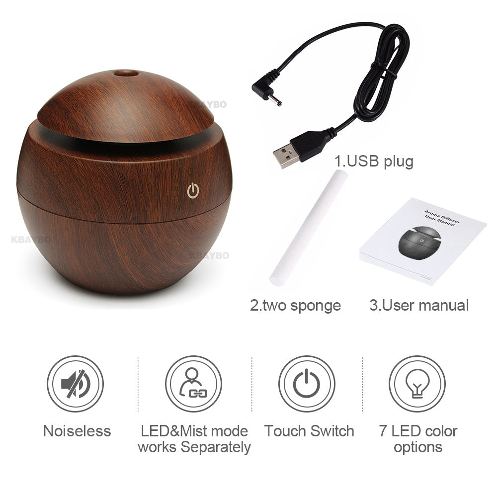 USB Aroma Essential Oil Ultrasonic Cold Steam Diffuser Air Humidifier Purifier 7 Color Change LED Night Light for Home Office CJdropshipping