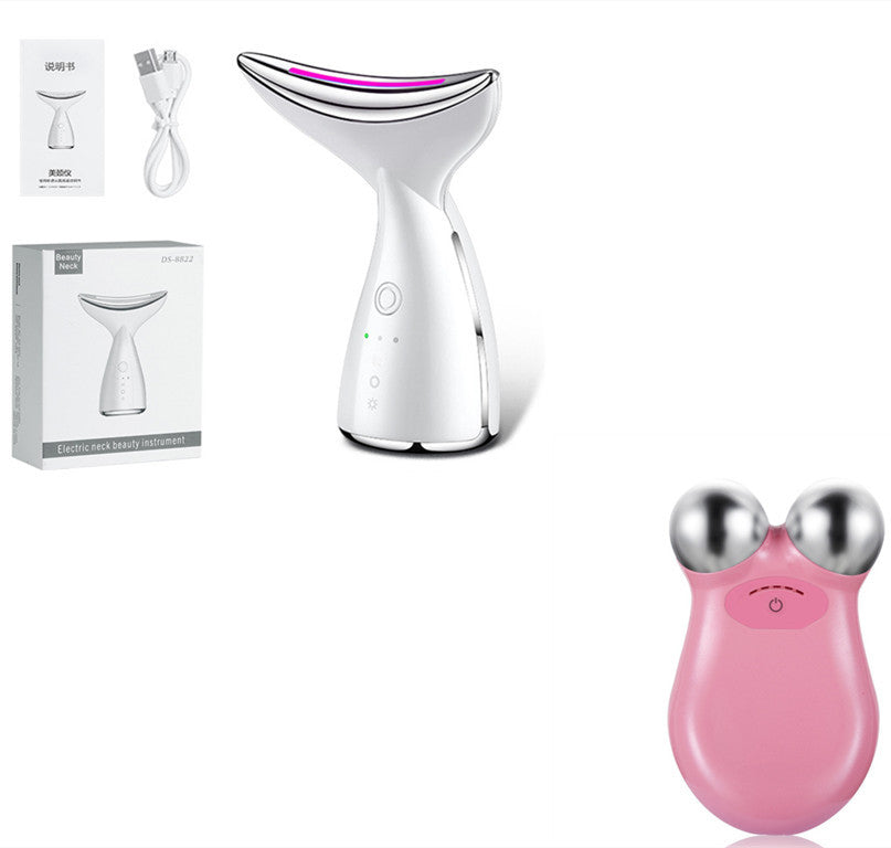 EMS Microcurrent Neck Face Beauty Device With 3 Colors LED Photon Therapy Skin Tighten Reduce Double Chin Face Lifting Devices CJdropshipping