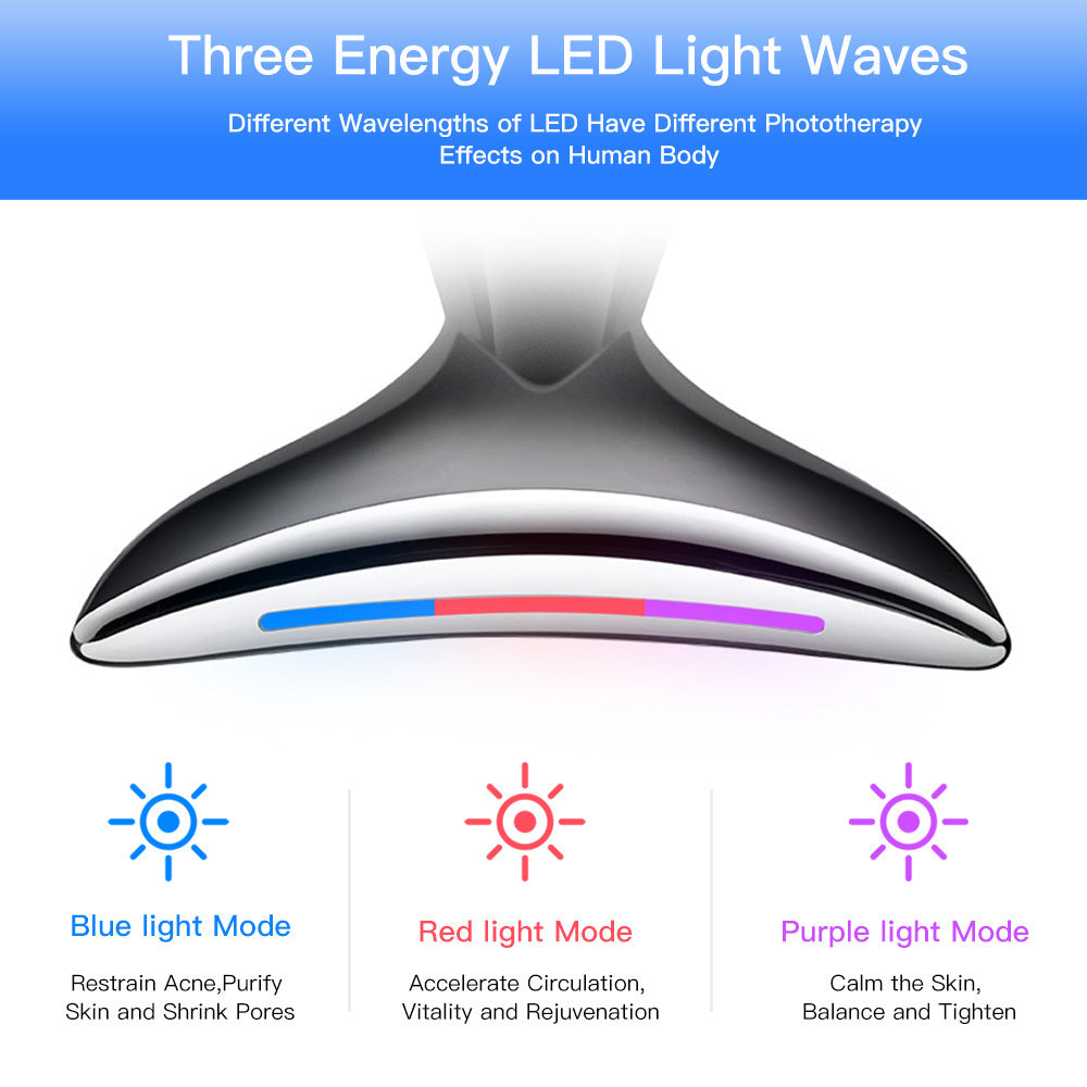 EMS Microcurrent Neck Face Beauty Device With 3 Colors LED Photon Therapy Skin Tighten Reduce Double Chin Face Lifting Devices CJdropshipping