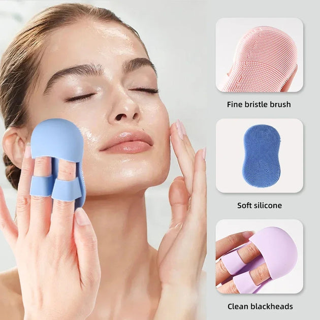 2PC Face Scrubber Mini Facial Brush Silicone Wash Exfoliator Finger Glove Pads Handheld Cleansing Brushes Tool Skin Care Deep Clean Baby Shampoo Baby Bath Brush CJdropshipping